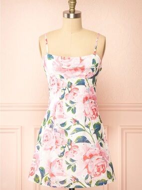 Boutique 1861 Carmela Dress | Short Floral Dress w/ Lace Up Back